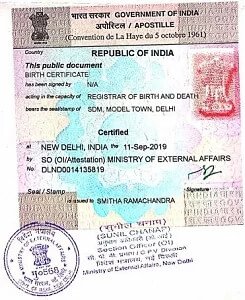Birth certificate apostille in Kolkata