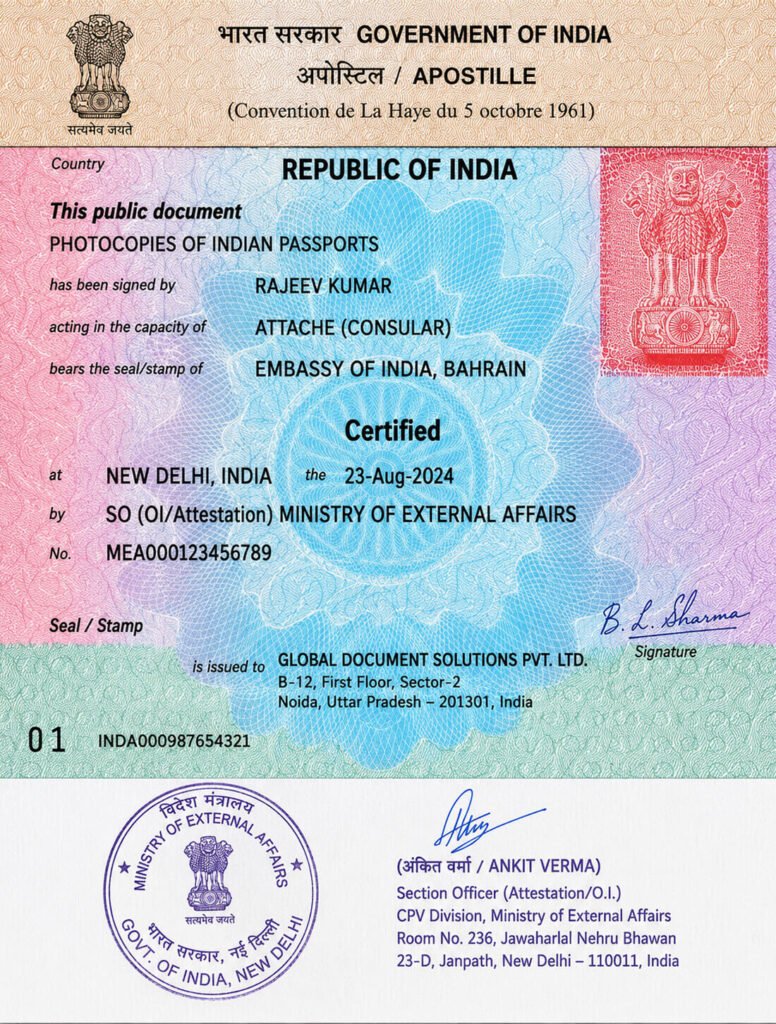 Passport copy apostille stamp