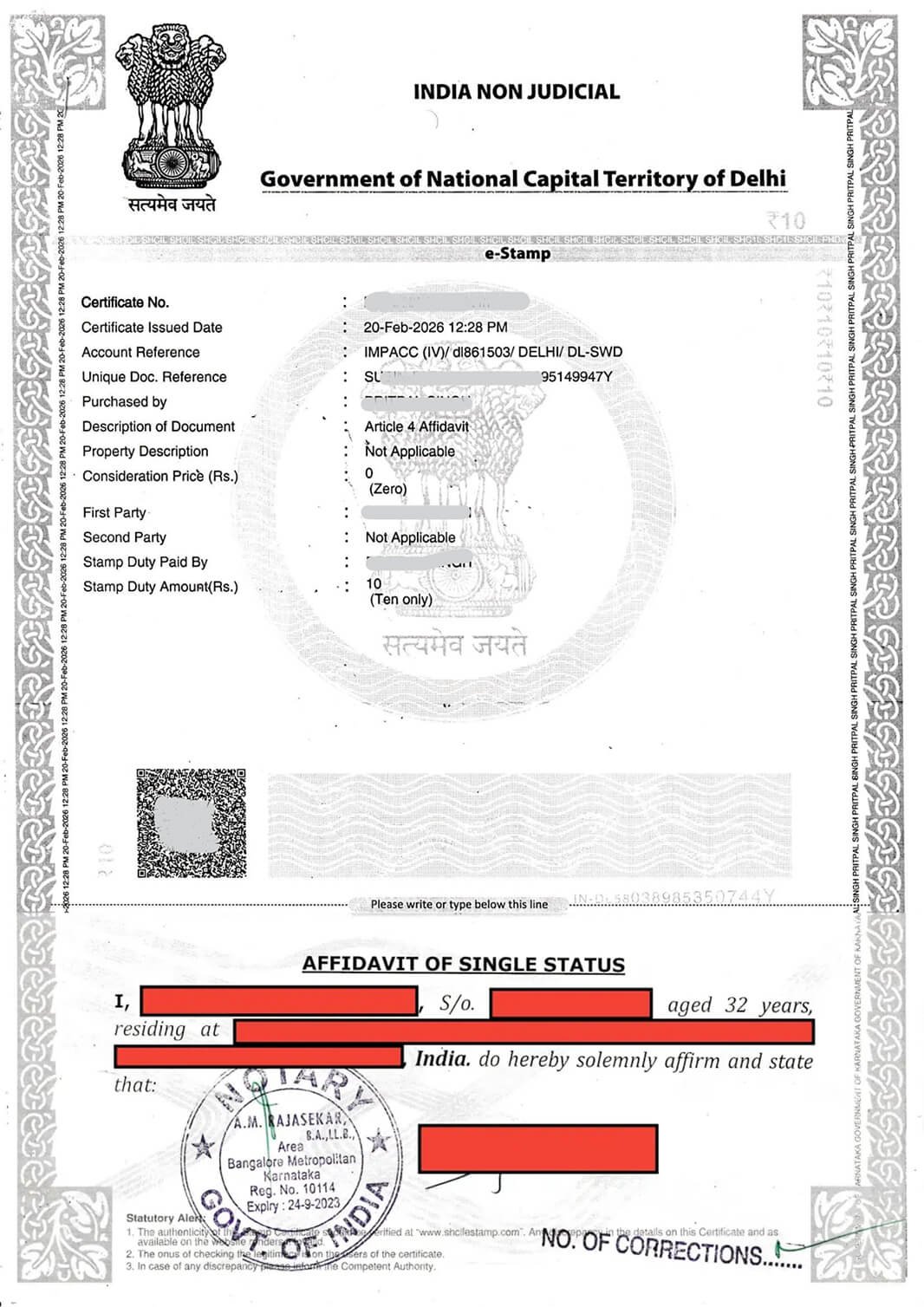 Single Status Certificate | Unmarried Certificate | Apostille