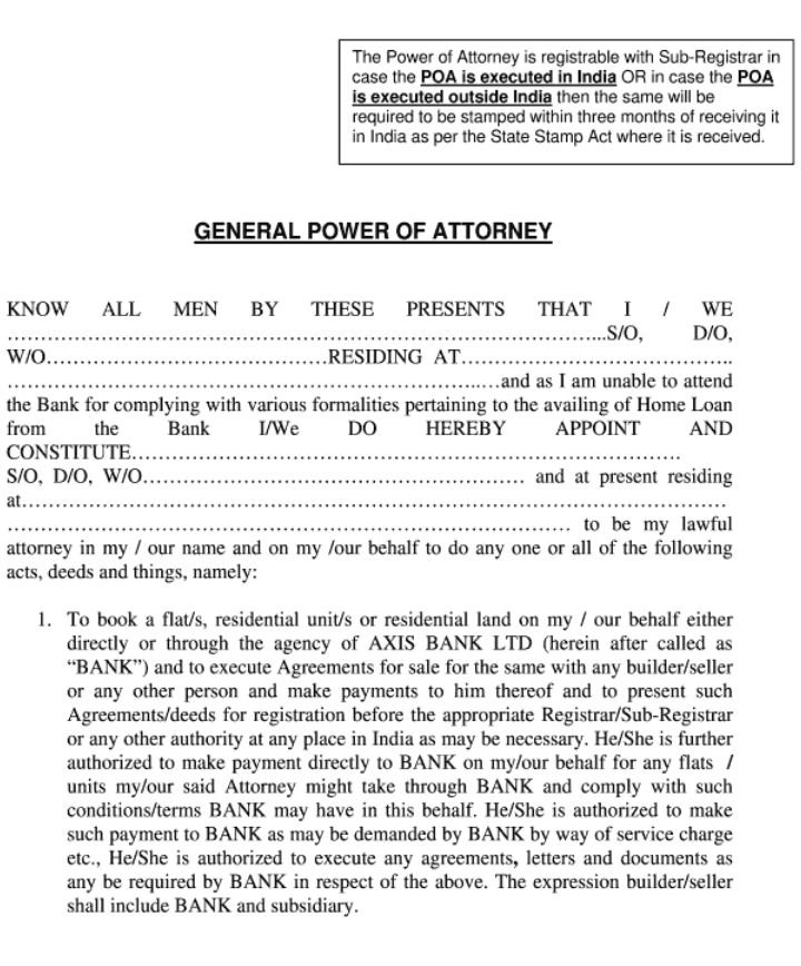 Power Of Attorney form