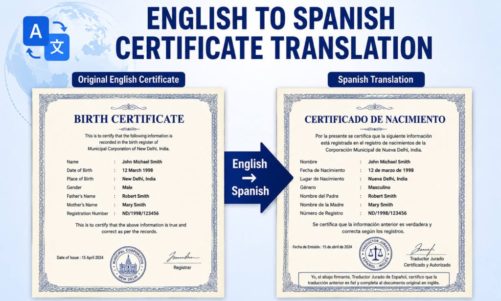 English to Spanish Certificate Translation